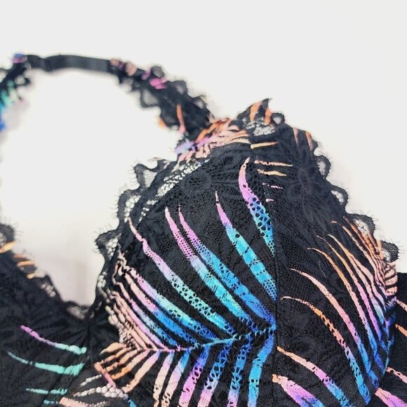 Victoria Secret PINK Bra Lace Bralette Lightly Lined Tropical Neon Bra Halter L - Picture 6 of 11